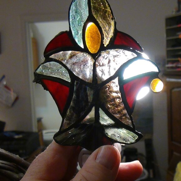 iffany Style Stained Glass Angel Night Light by River of Goods 5" H(Damaged) - Picture 1 of 12